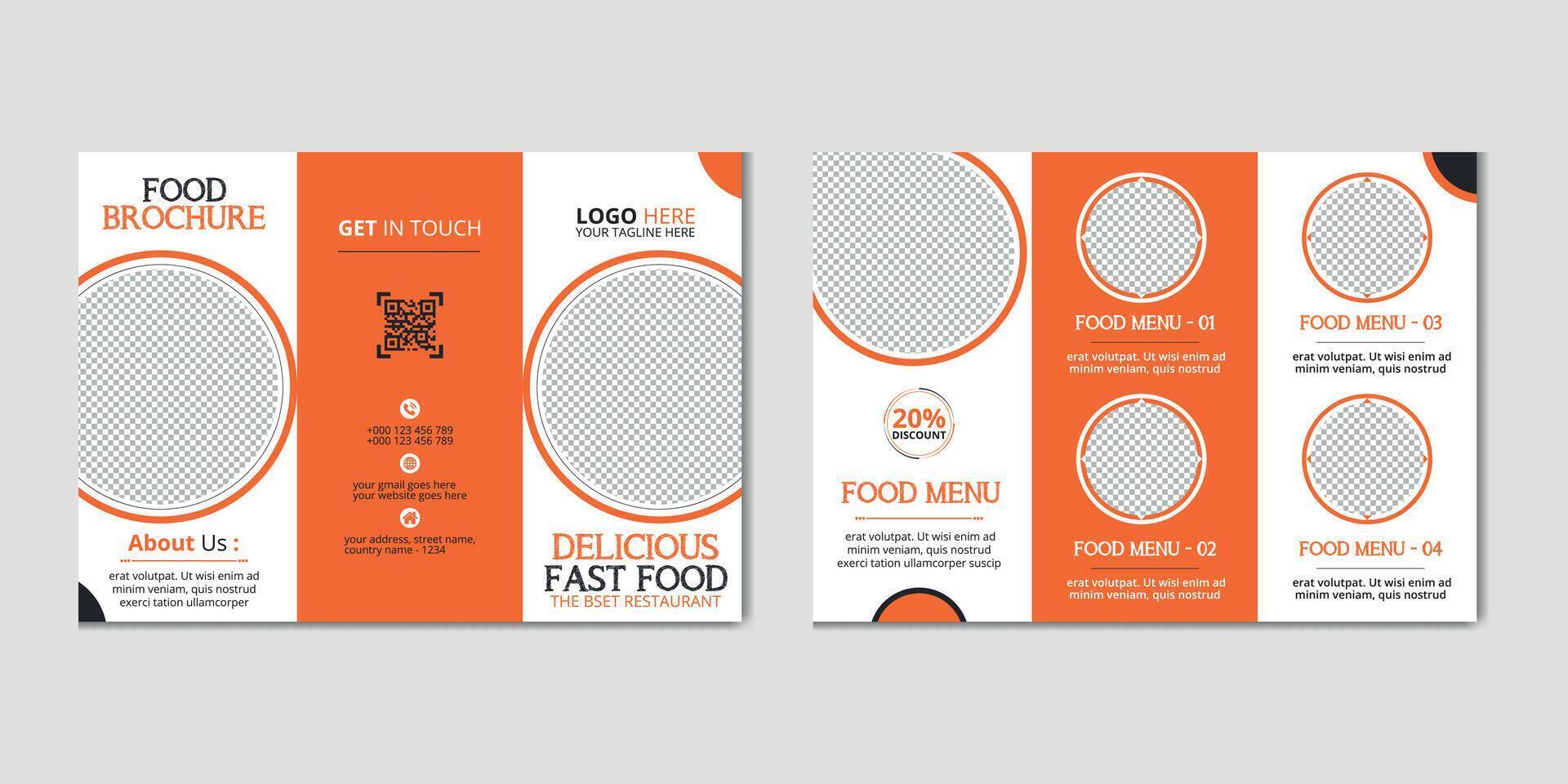 Creative Restaurant Food Service Trifold Menu Brochure Design Template vector