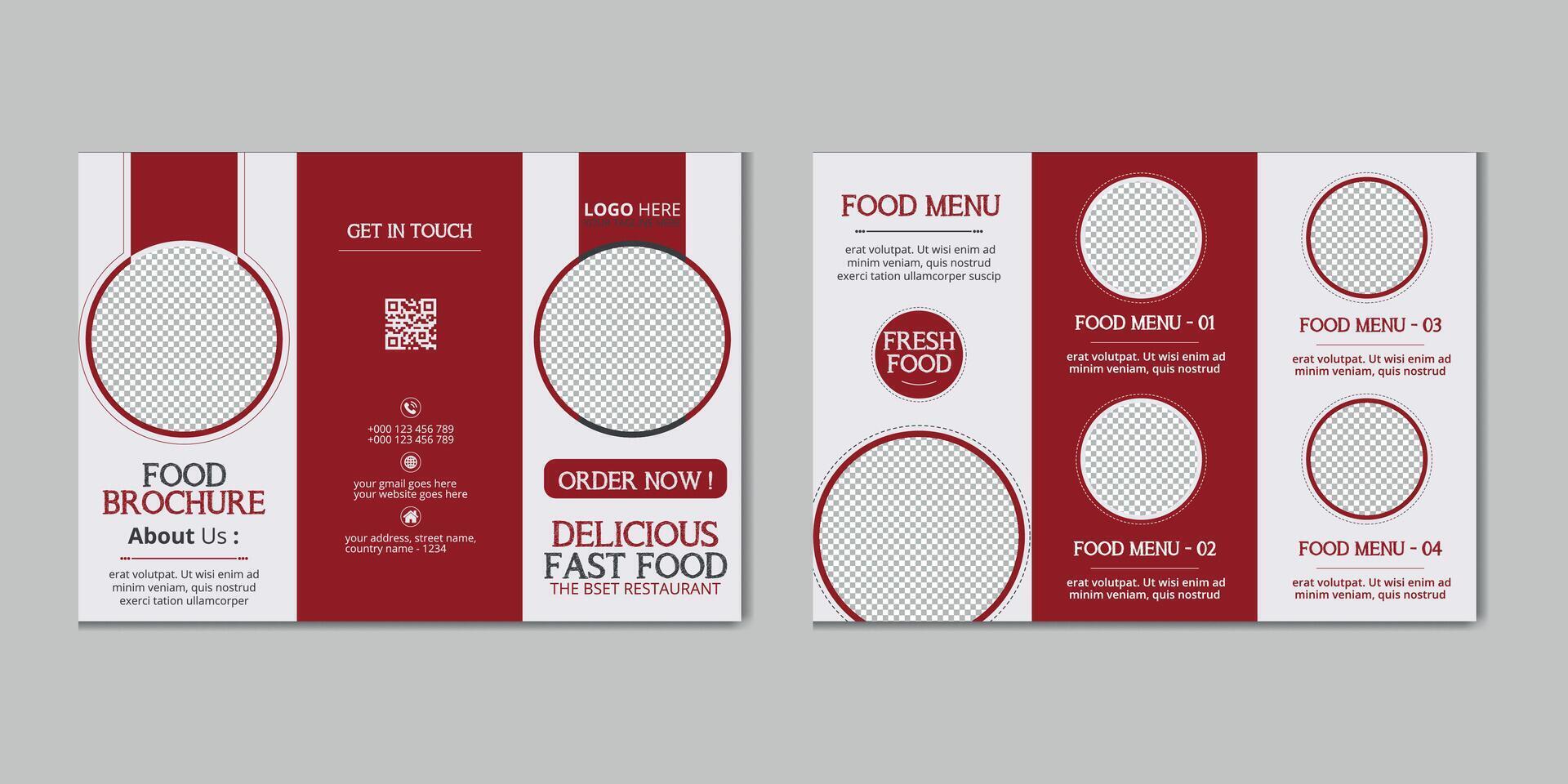 Creative Restaurant Food Service Trifold Menu Brochure Design Template vector