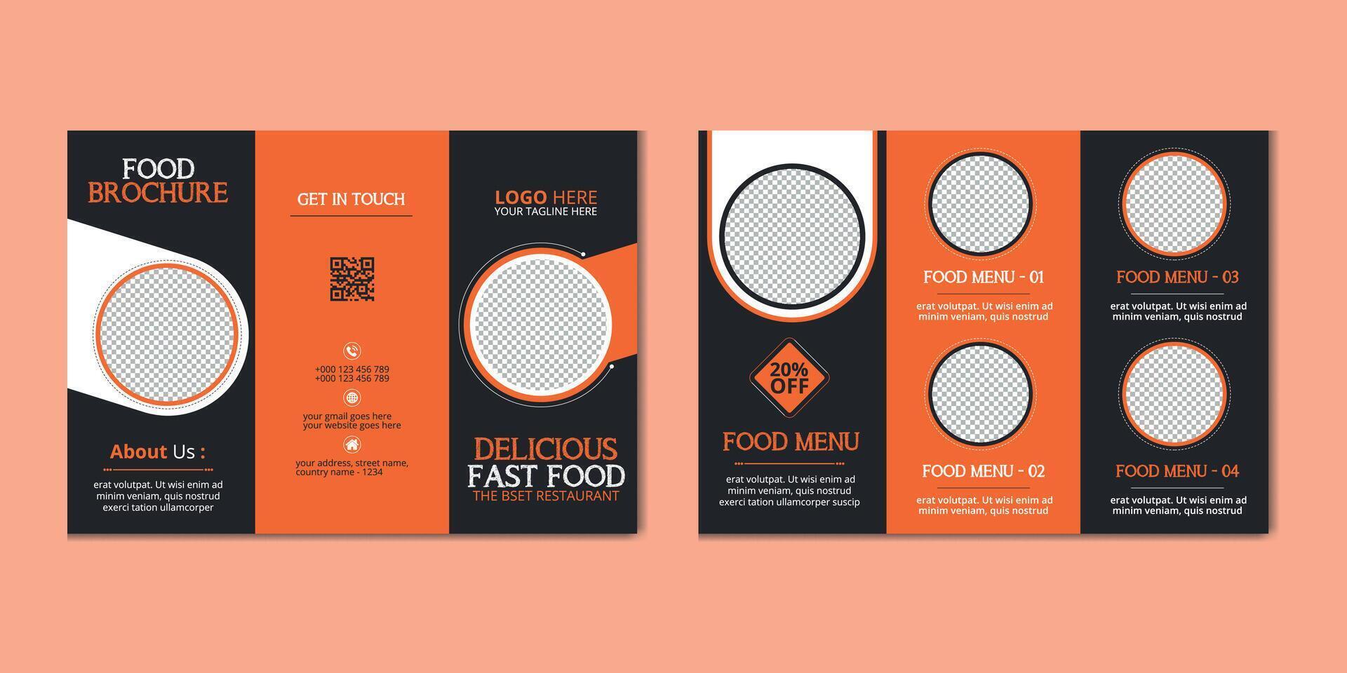 Creative Restaurant Food Service Trifold Menu Brochure Design Template vector
