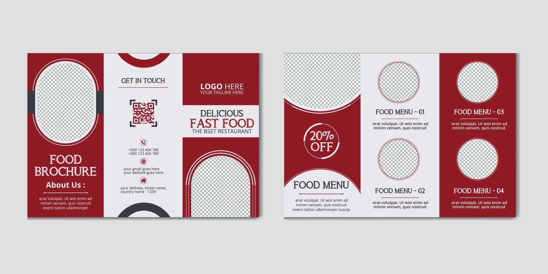 Creative Restaurant Food Service Trifold Menu Brochure Design Template vector