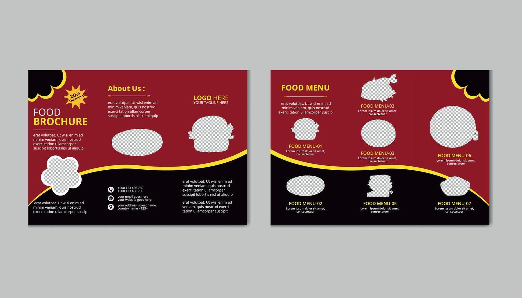 Creative Restaurant Food Service Trifold Menu Brochure Design Template vector