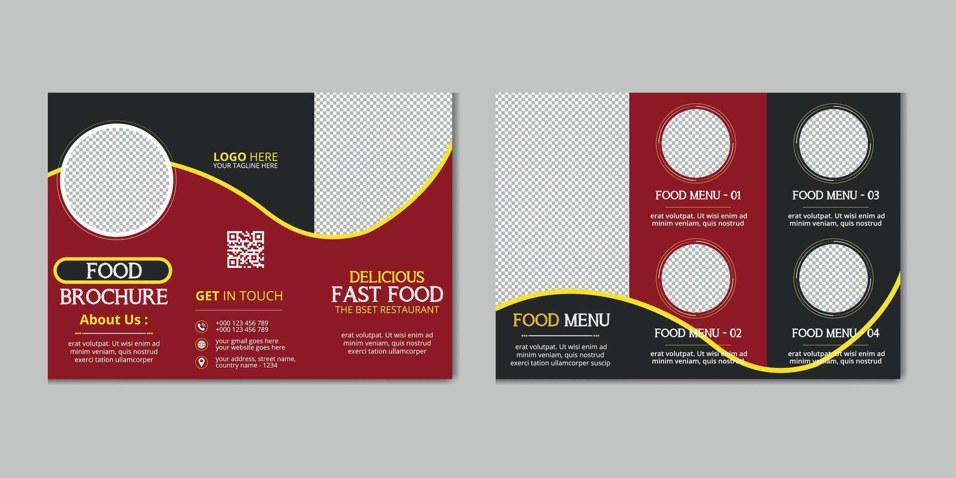 Creative Restaurant Food Service Trifold Menu Brochure Design Template vector