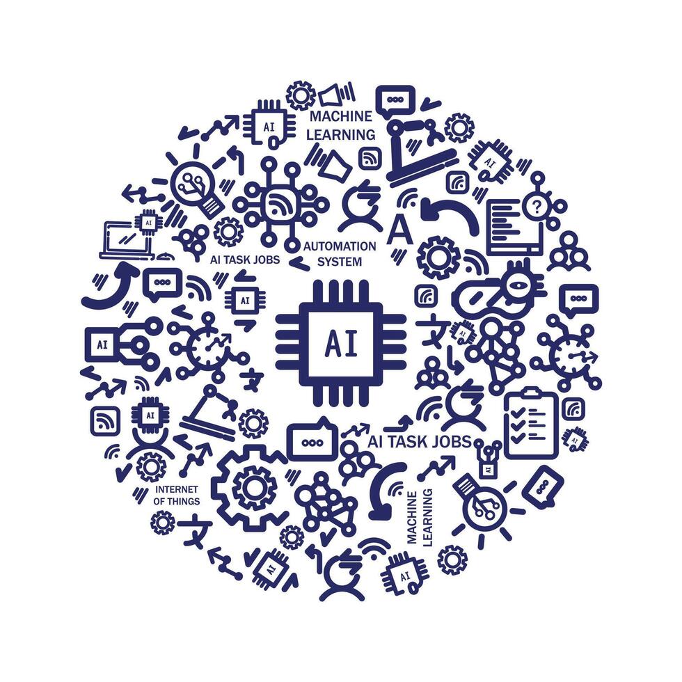Seamless Pattern in the age of AI Theme vector
