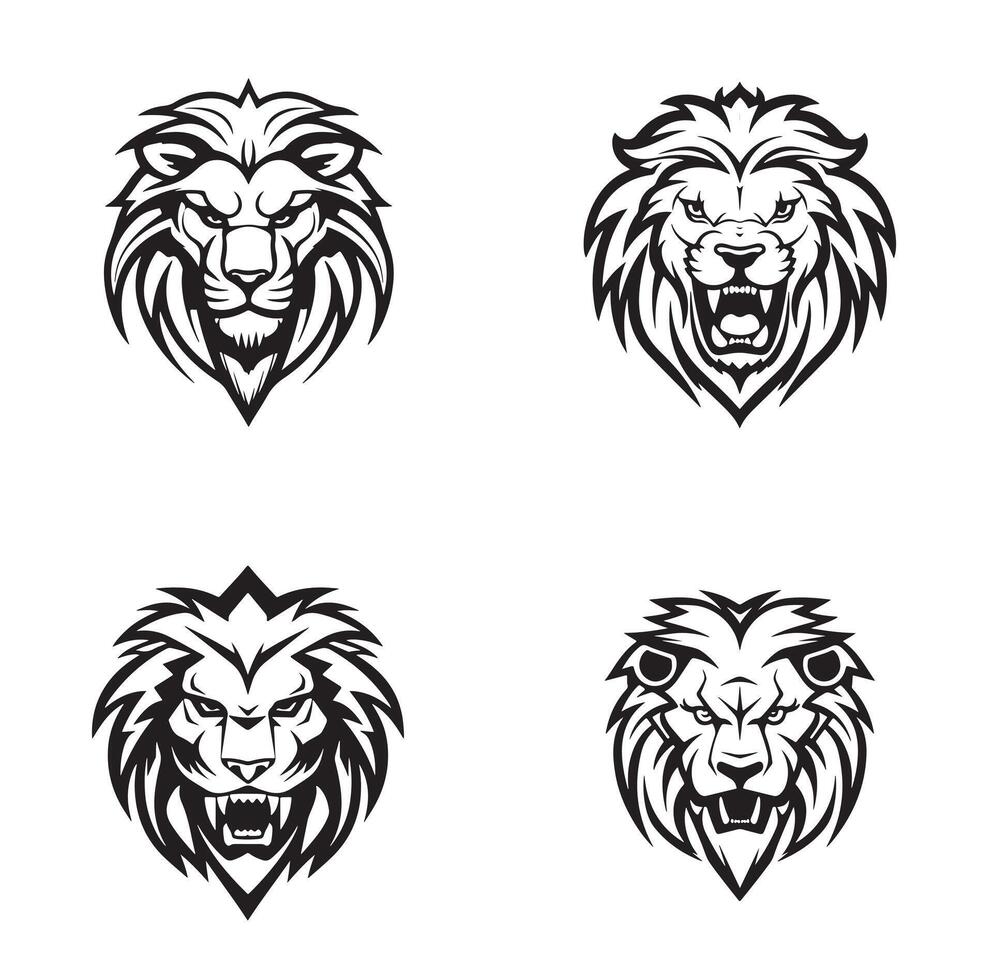 Lion. Sketchy, graphical, black and white portrait of a lions head vector
