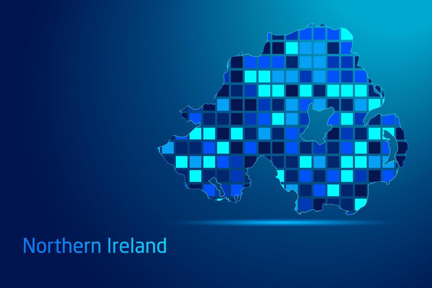 concepts of Northern Ireland Network Digital Technology Graphic illustration. Blue Color. Internet Futuristic Concept Map. vector