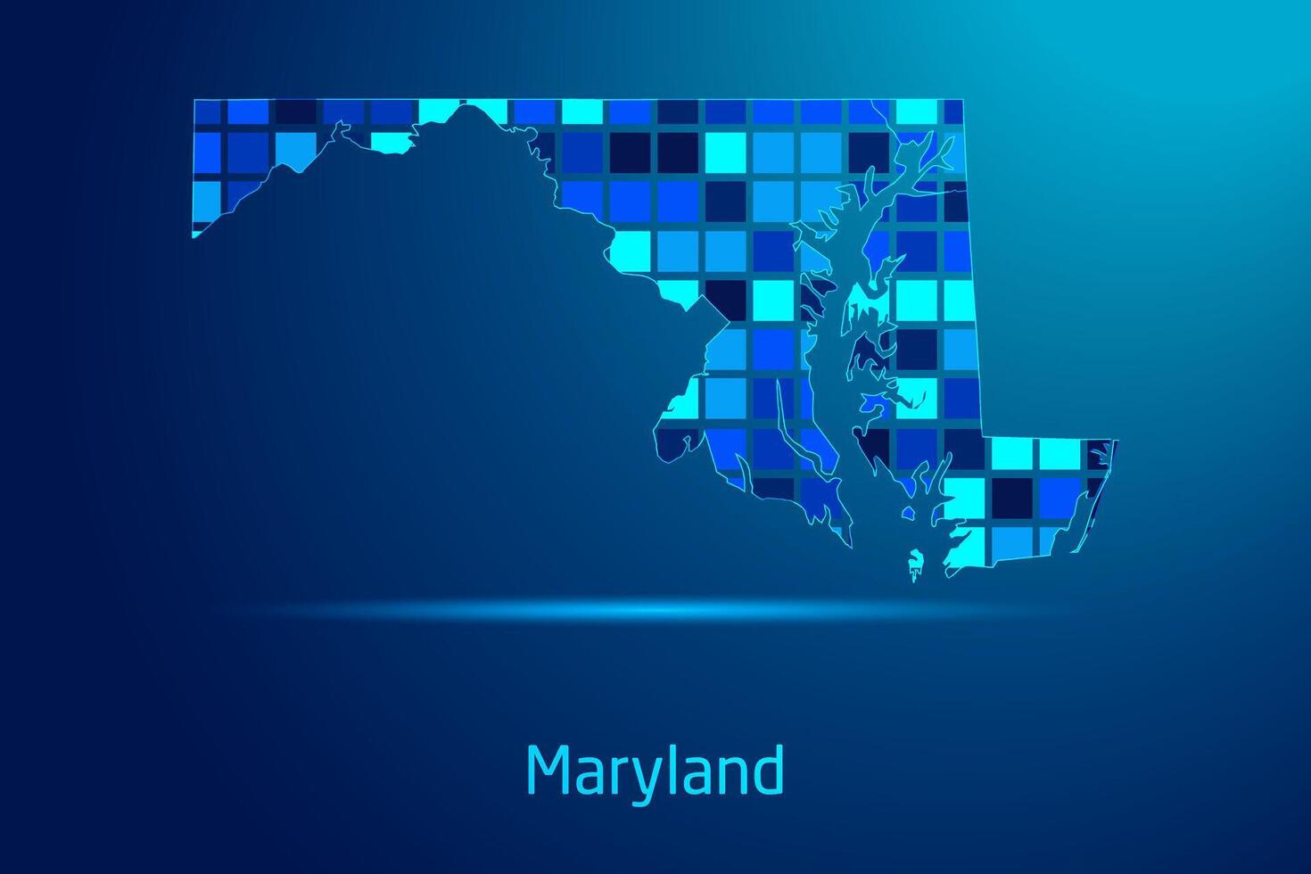 concepts of Maryland Network Digital Technology Graphic illustration. Blue Color. Internet Futuristic Concept Map. vector