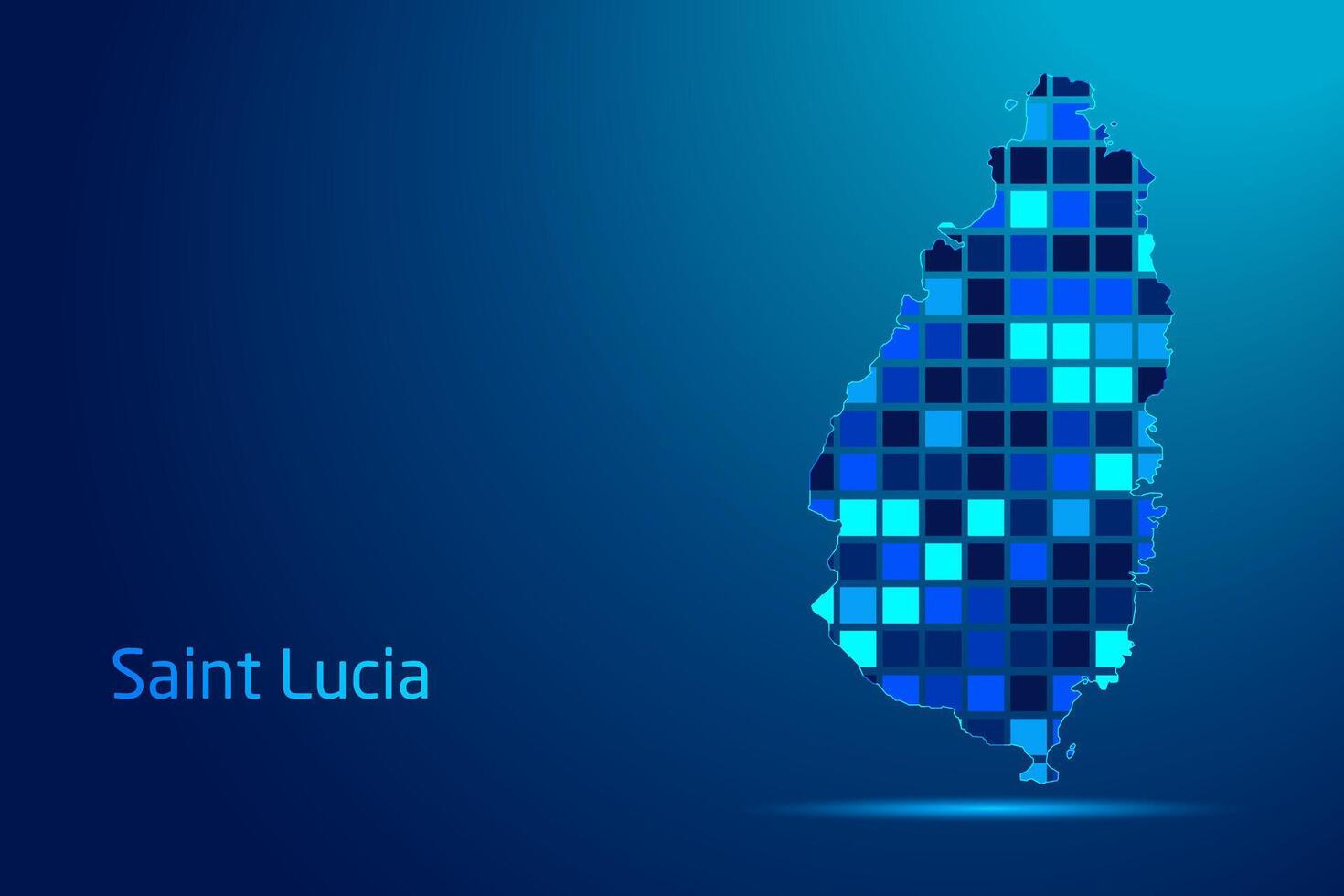 concepts of Saint Lucia Network Digital Technology Graphic illustration. Blue Color. Internet Futuristic Concept Map. vector