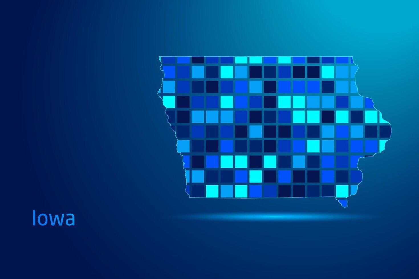 concepts of Iowa Network Digital Technology Graphic illustration. Blue Color. Internet Futuristic Concept Map. vector