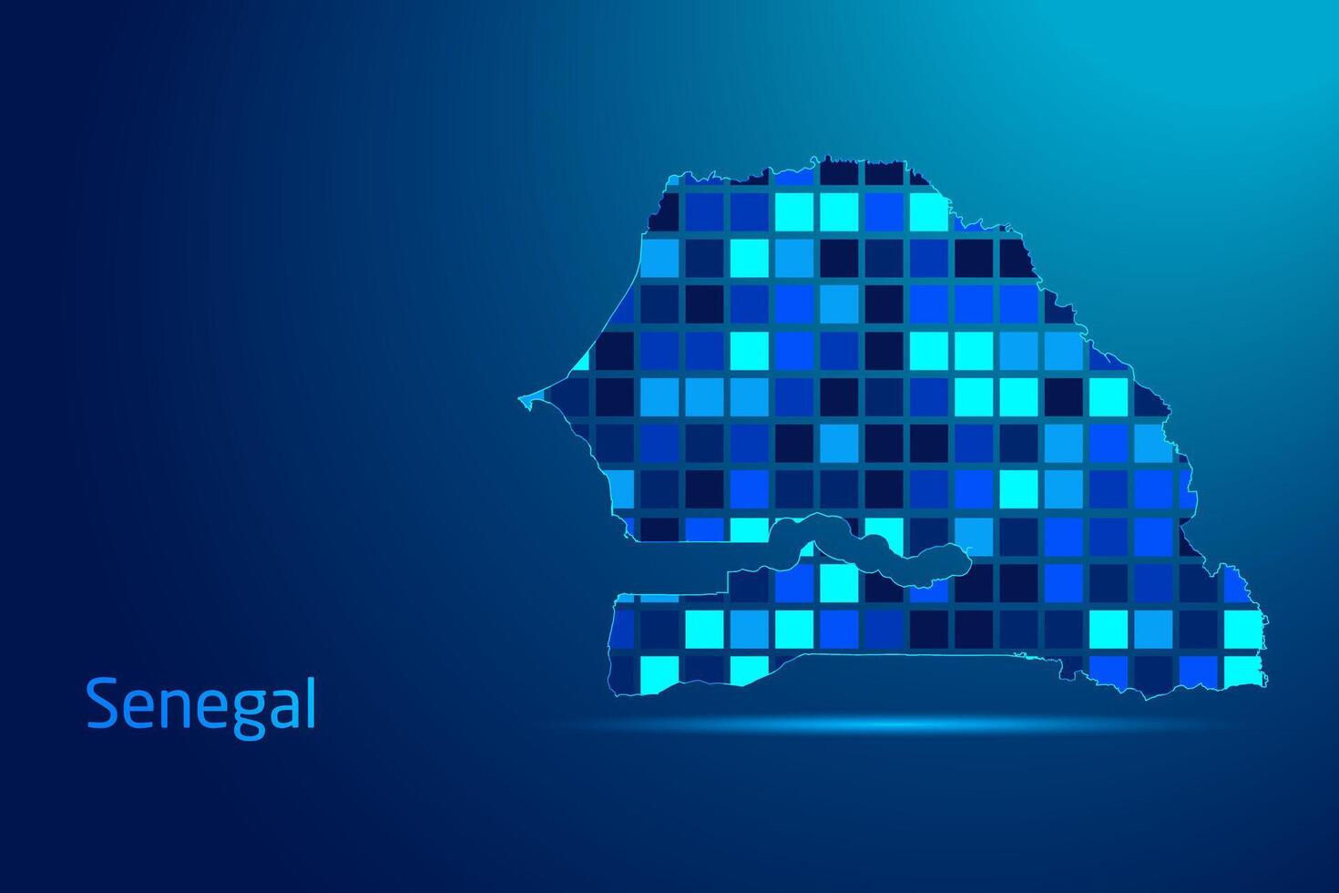 concepts of Senegal Network Digital Technology Graphic illustration. Blue Color. Internet Futuristic Concept Map. vector