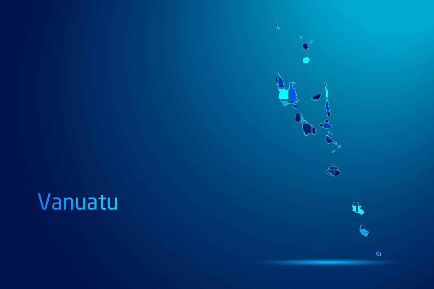 concepts of Vanuatu Network Digital Technology Graphic illustration. Blue Color. Internet Futuristic Concept Map. vector