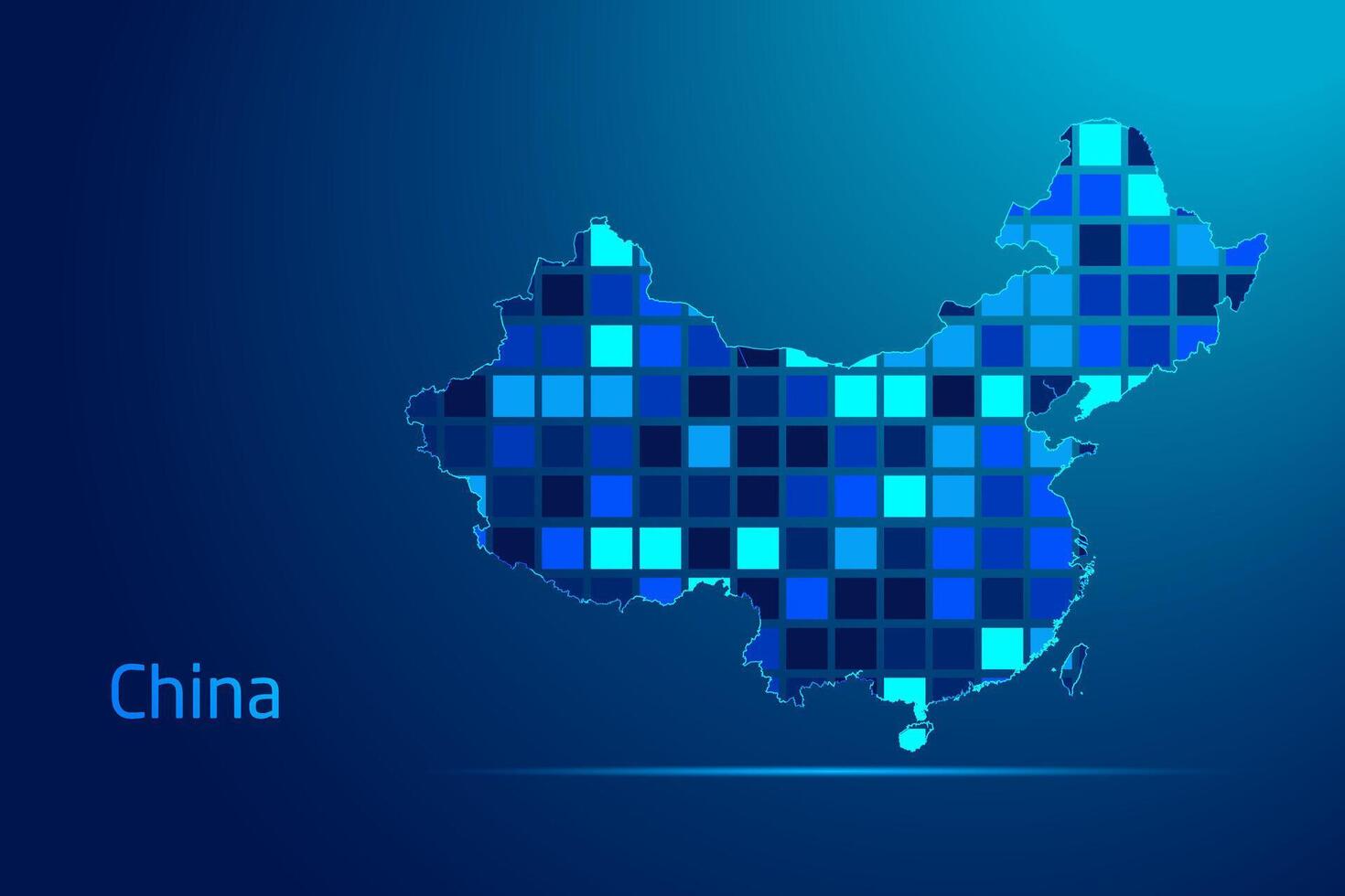 concepts of China Network Digital Technology Graphic illustration. Blue Color. Internet Futuristic Concept Map. vector