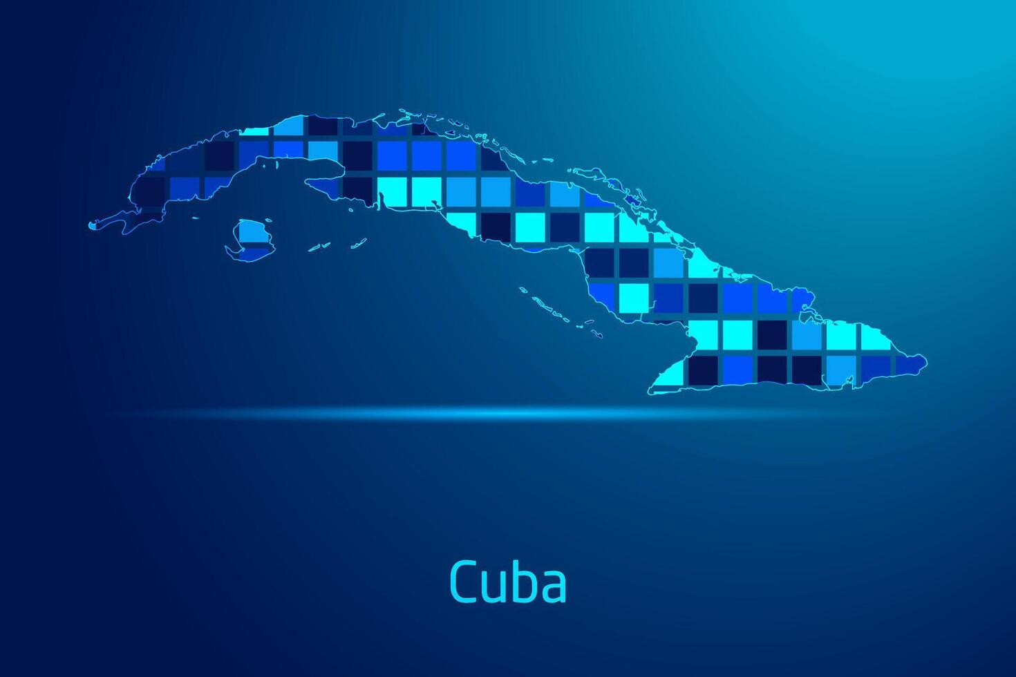 concepts of Cuba Network Digital Technology Graphic illustration. Blue Color. Internet Futuristic Concept Map. vector