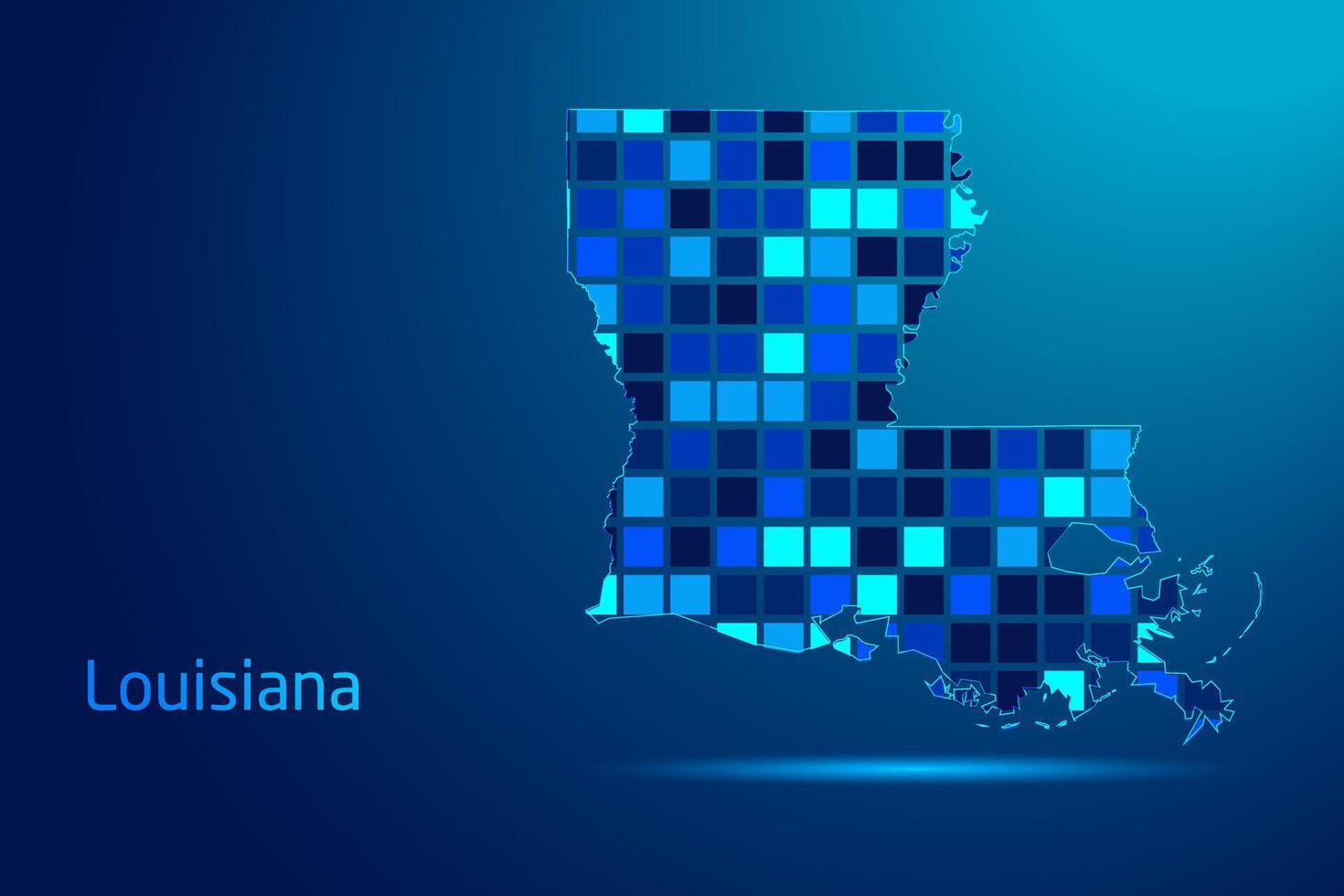 concepts of Louisiana Network Digital Technology Graphic illustration. Blue Color. Internet Futuristic Concept Map. vector