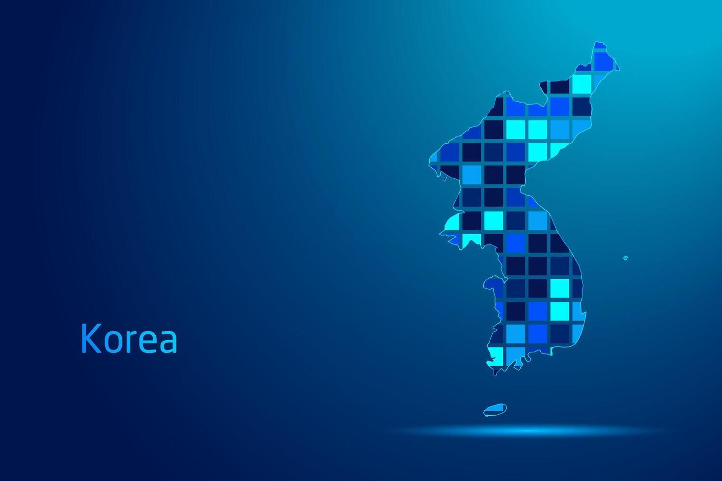 concepts of Korea Network Digital Technology Graphic illustration. Blue Color. Internet Futuristic Concept Map. vector