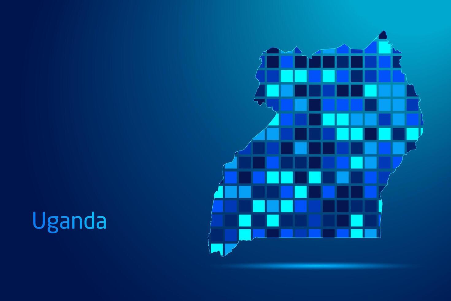 concepts of Uganda Network Digital Technology Graphic illustration. Blue Color. Internet Futuristic Concept Map. vector
