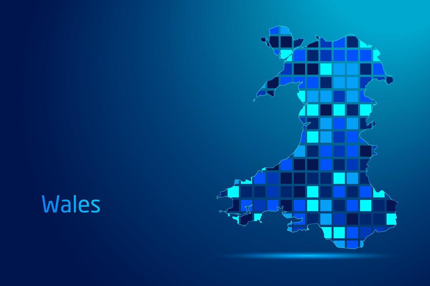 concepts of Wales Network Digital Technology Graphic illustration. Blue Color. Internet Futuristic Concept Map. vector