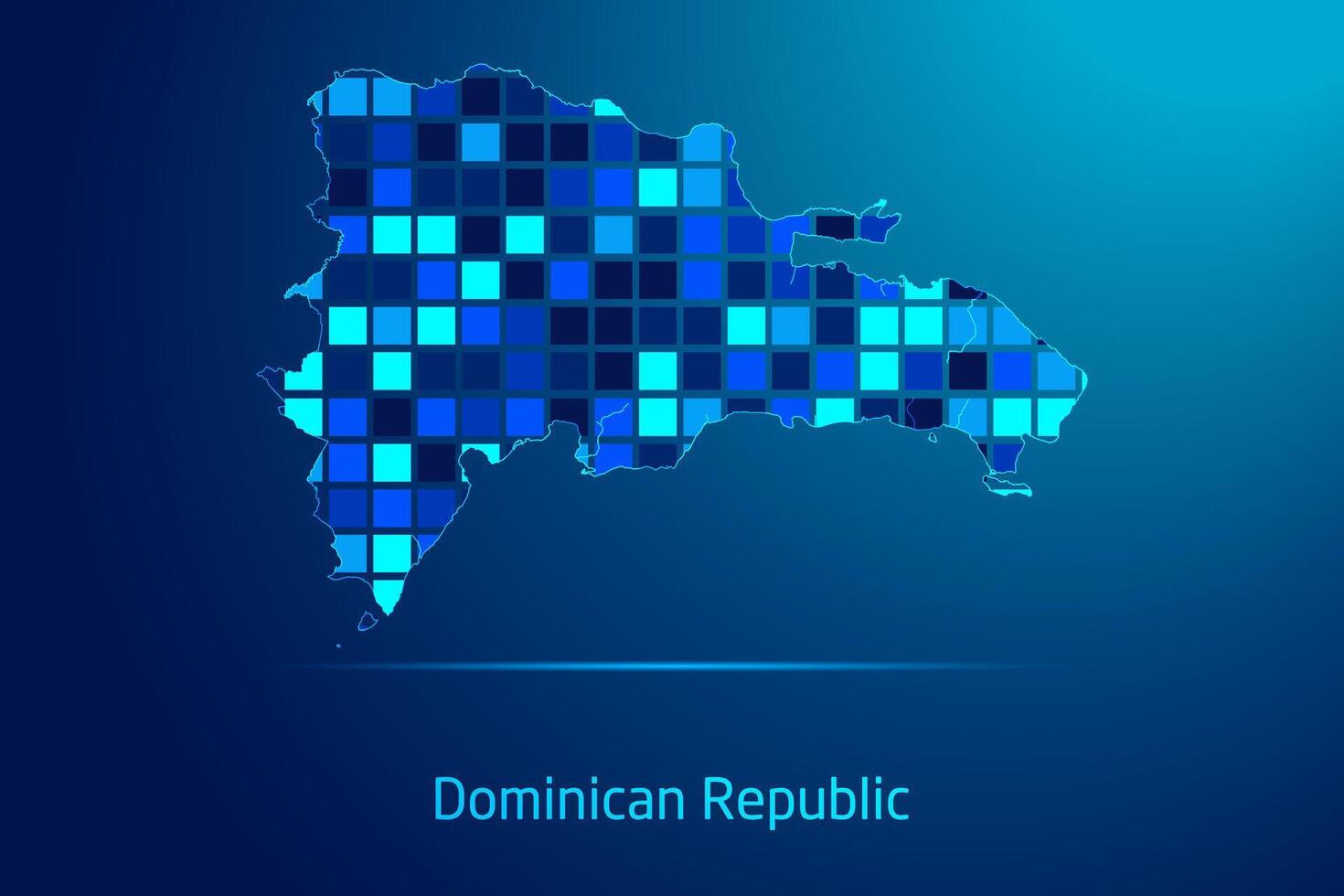 concepts of Dominican Republic Network Digital Technology Graphic illustration. Blue Color. Internet Futuristic Concept Map. vector