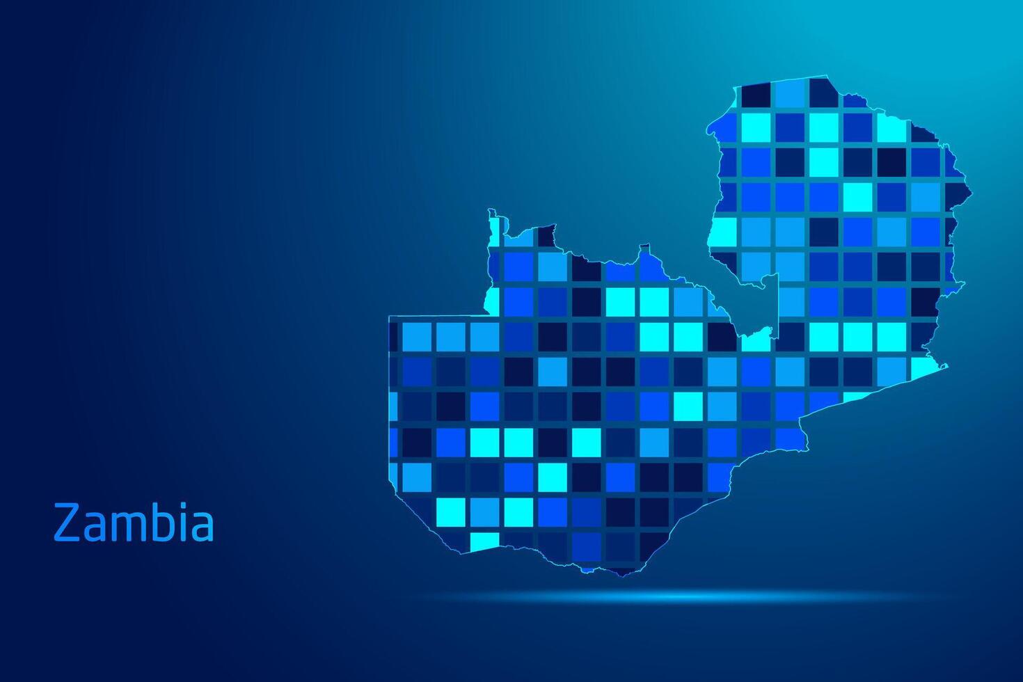 concepts of Zambia Network Digital Technology Graphic illustration. Blue Color. Internet Futuristic Concept Map. vector
