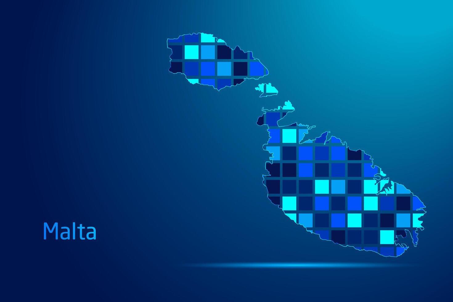 concepts of Malta Network Digital Technology Graphic illustration. Blue Color. Internet Futuristic Concept Map. vector