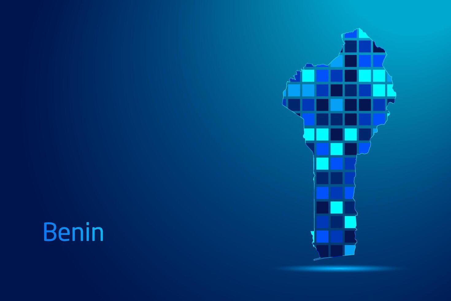 concepts of Benin Network Digital Technology Graphic illustration. Blue Color. Internet Futuristic Concept Map. vector