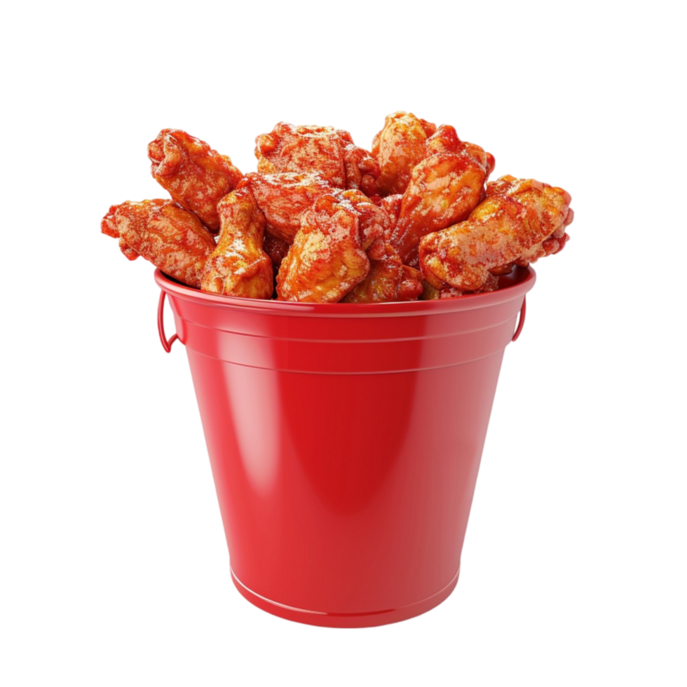 Bucket of Hot Wings on Transparent Background AI-Generative png