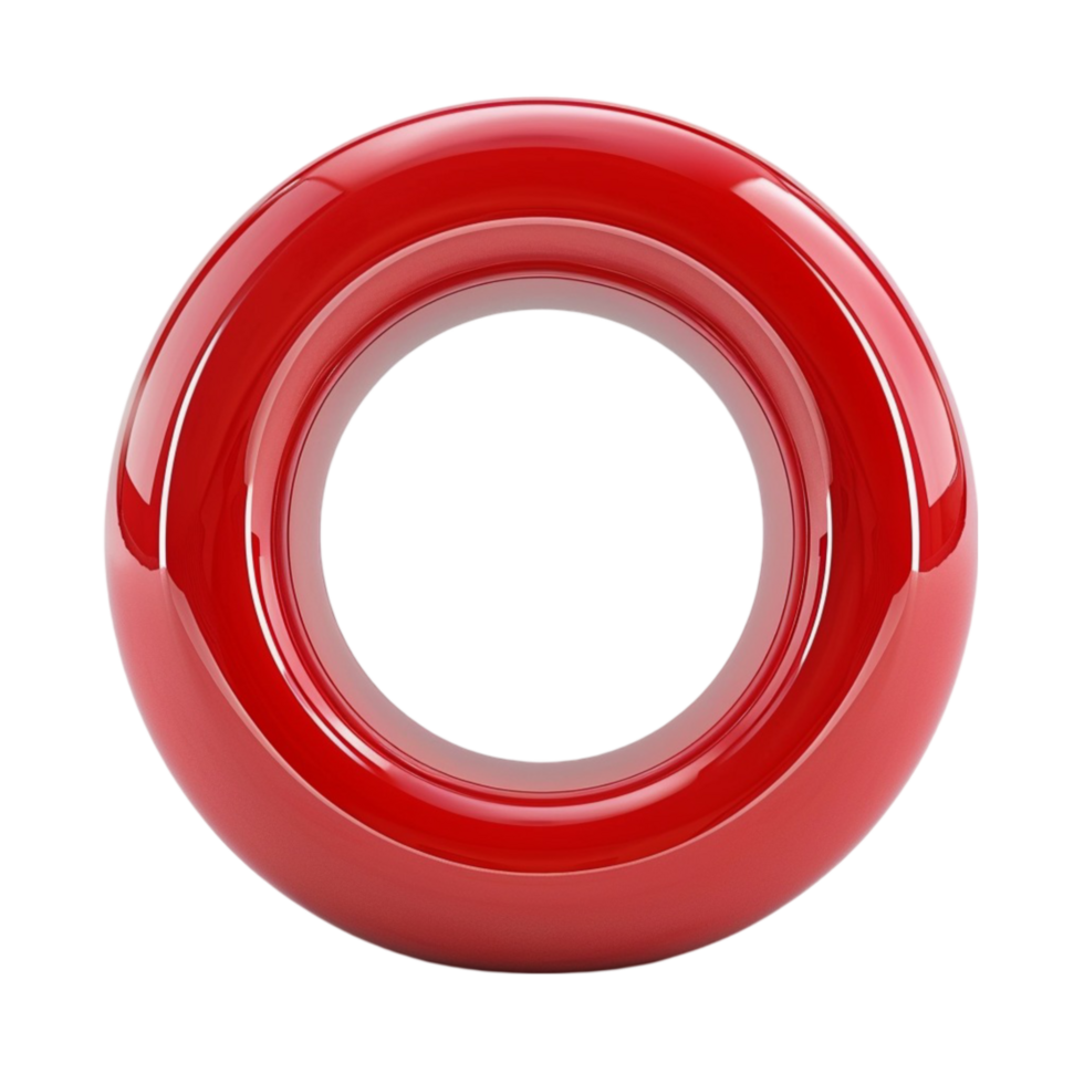 Red Circle with a Hole on Transparent Background AI-Generative png