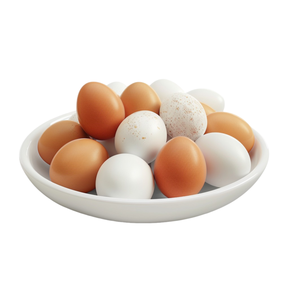 Plate with Eggs on Transparent Background AI-Generative png