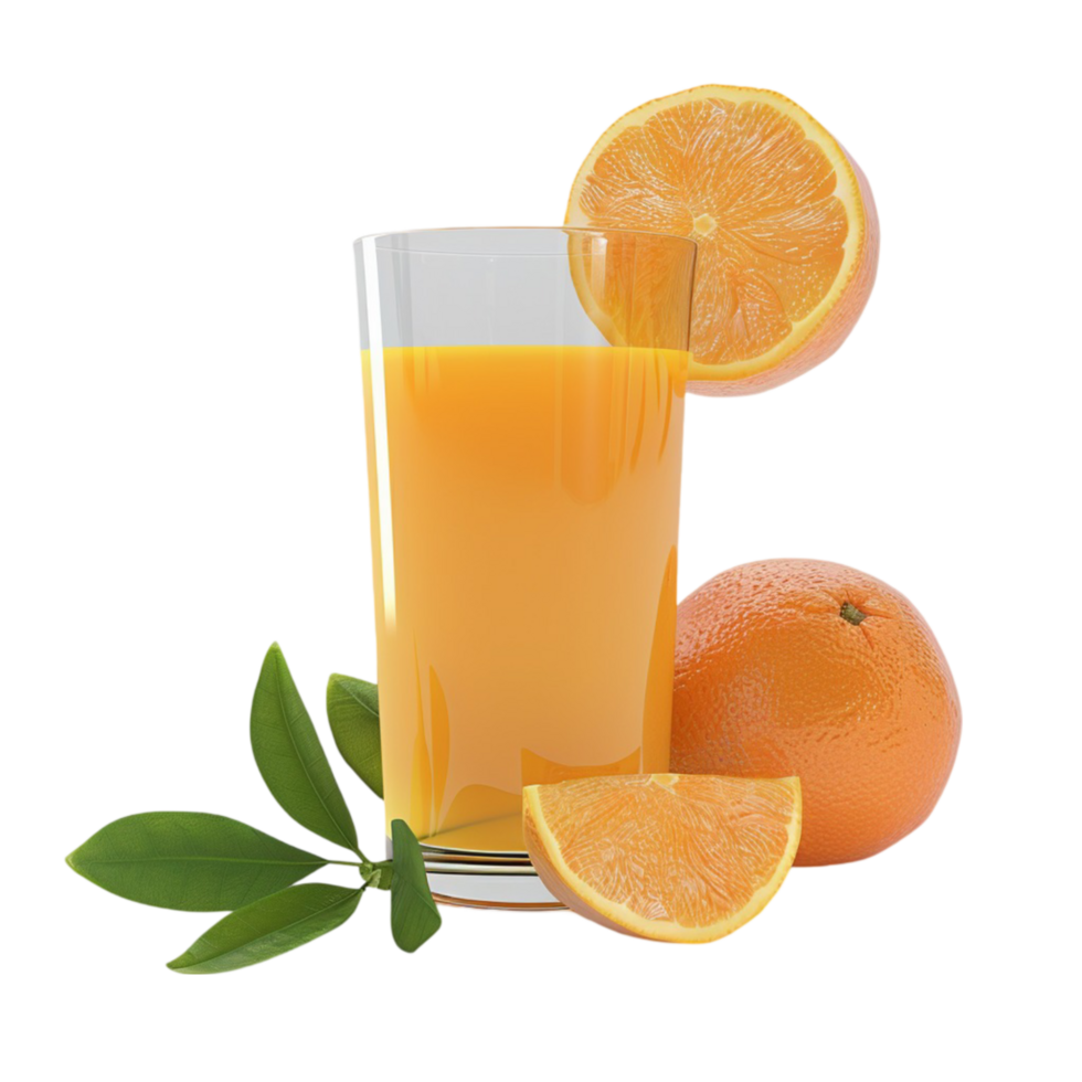 Fresh Orange Juice on Transparent Background AI-Generative png
