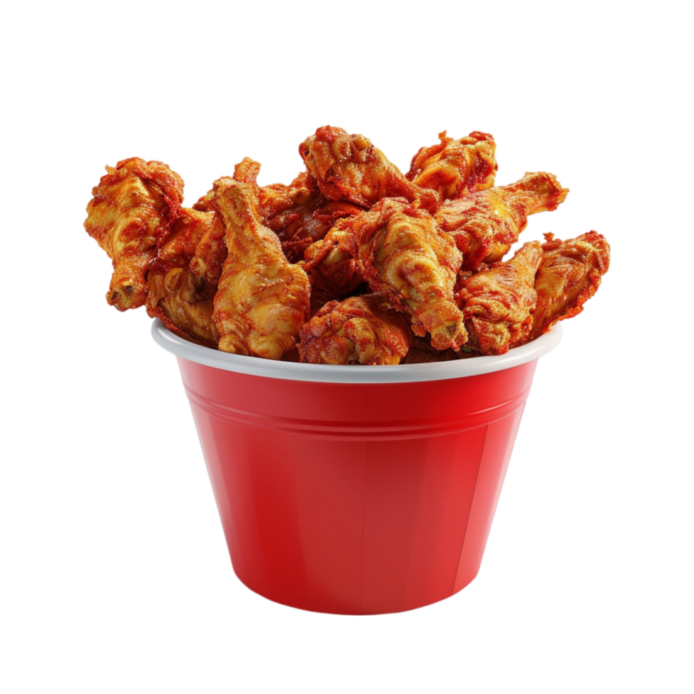 Bucket of Chicken Wings in Red Cup AI-Generative png