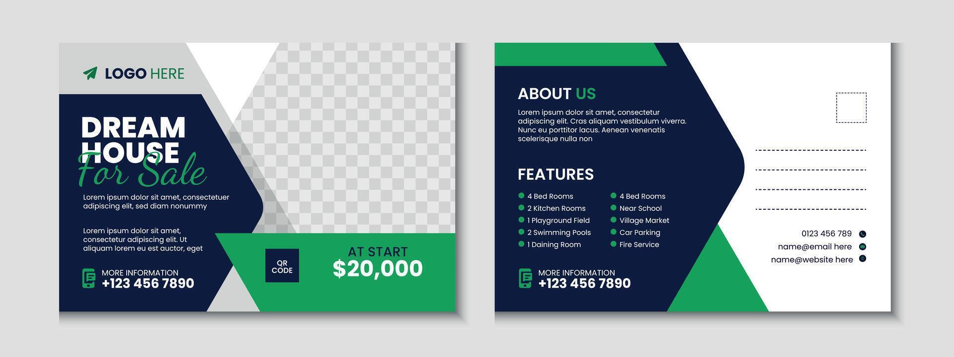 Real Estate Postcard Banner Template Design vector