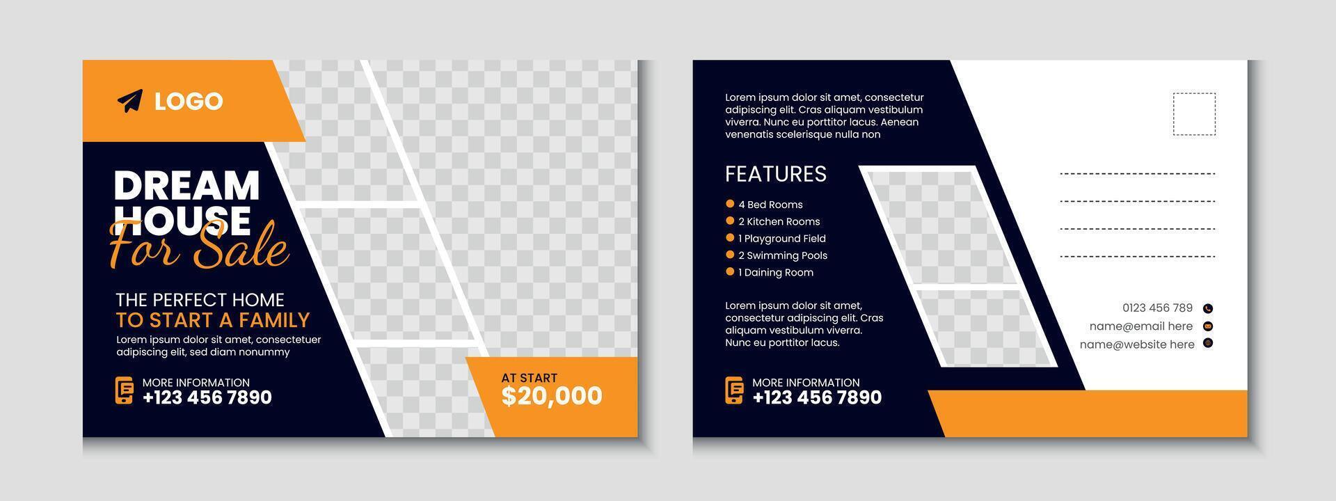 Real Estate Postcard Banner Template Design vector