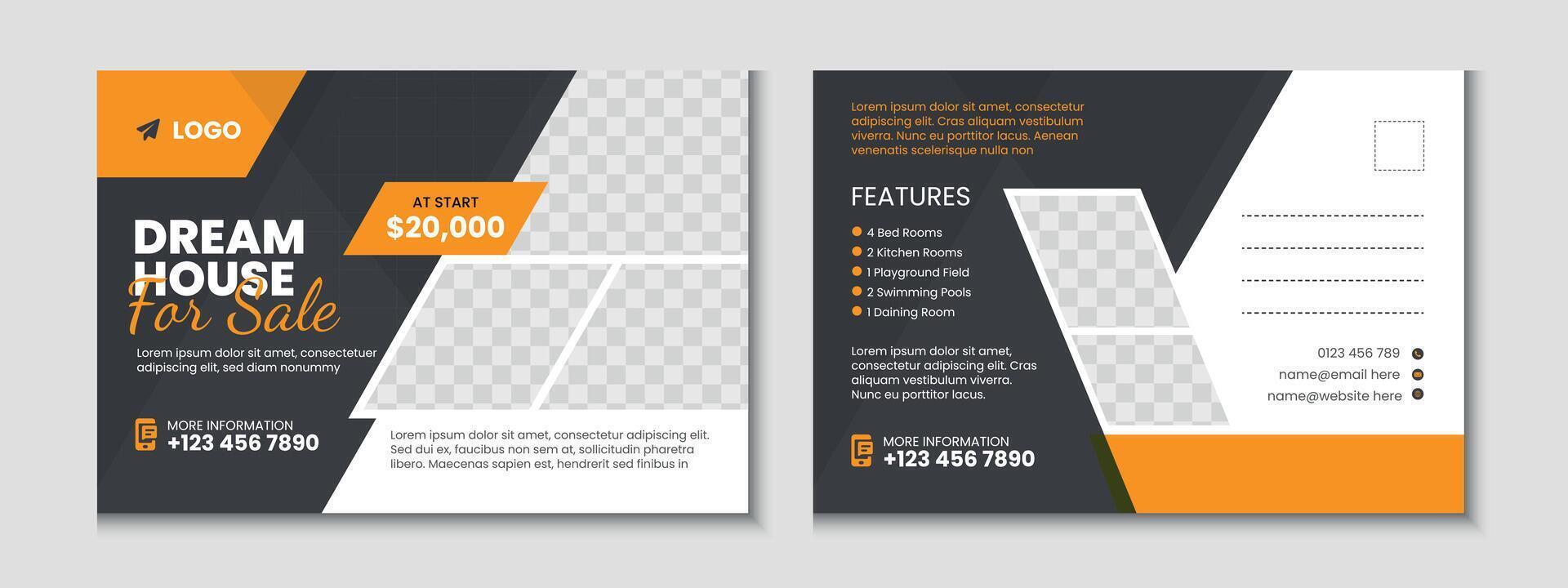 Real Estate Postcard Banner Template Design vector