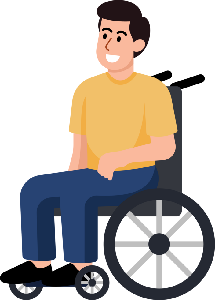 A man in a wheelchair is smiling png