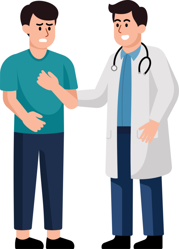 A man in a blue shirt is being helped by a doctor png
