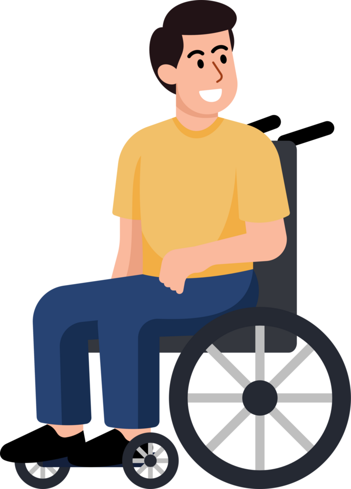 A man in a wheelchair is smiling png