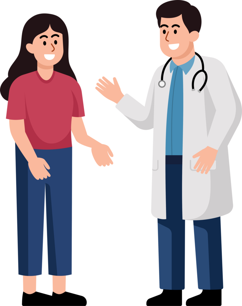 A woman and a doctor are talking to each other png