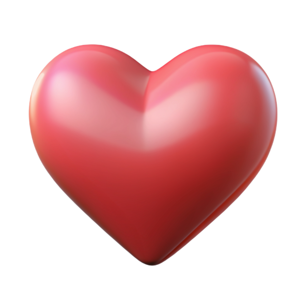 Red heart shape icon, Like or Love symbol for Valentine's day, 3D render illustration png