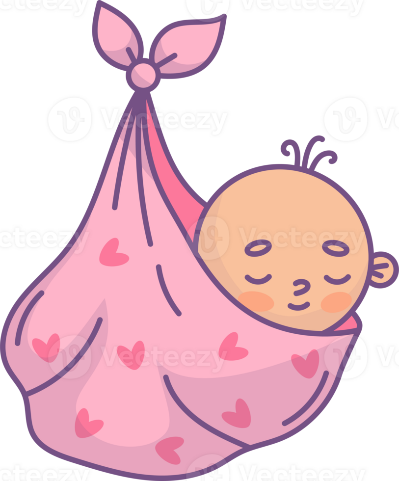 Cute newborn girl in bundle png