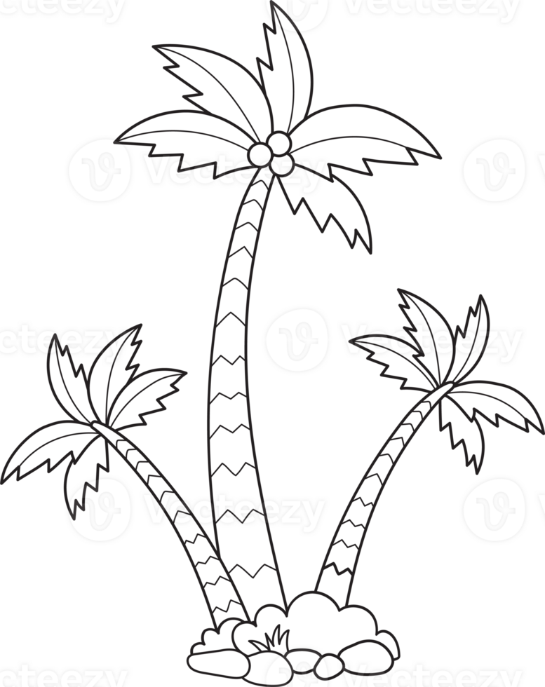 Outline tropical palm trees png