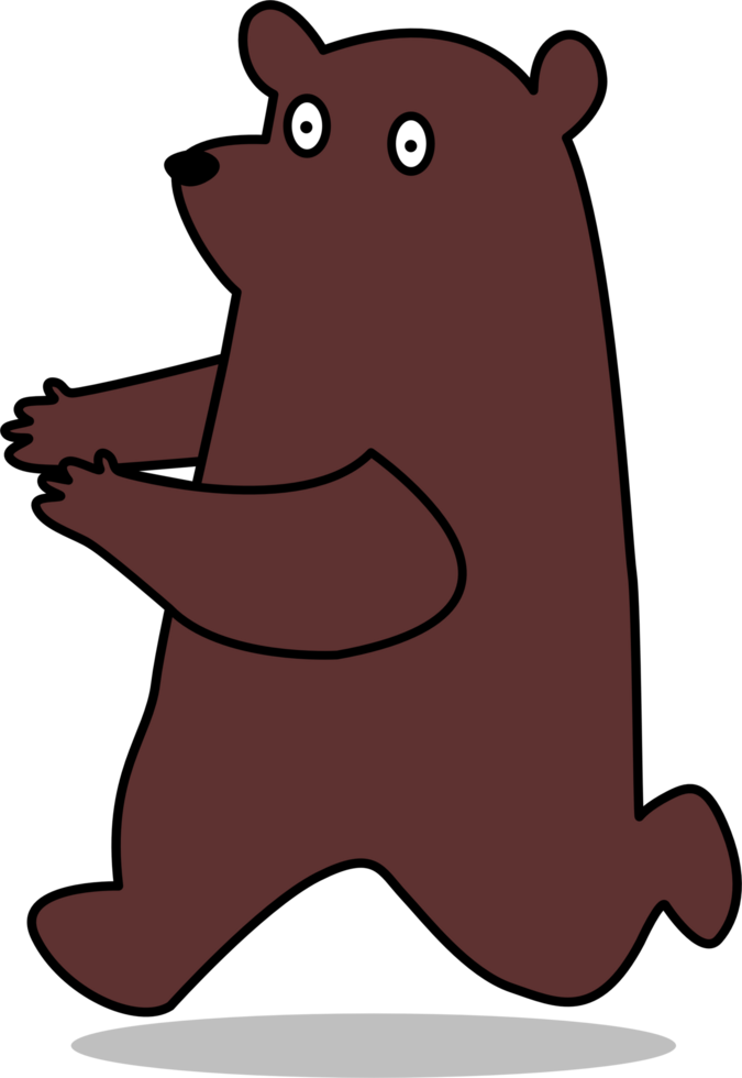 A Cute brown bear cartoon characters running. Best for logo, sticker, png