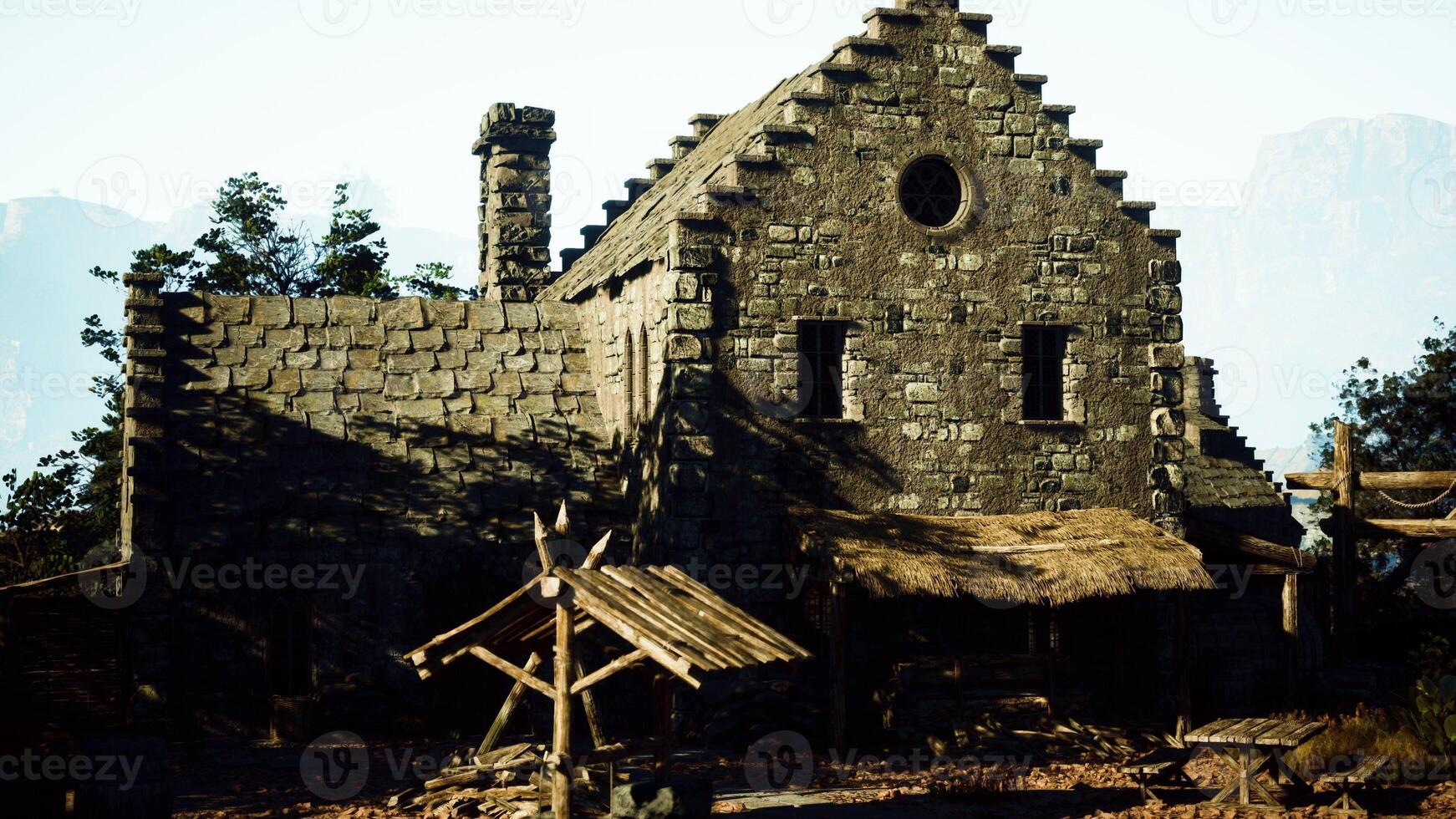 Abandoned house made of mudbrick wall photo