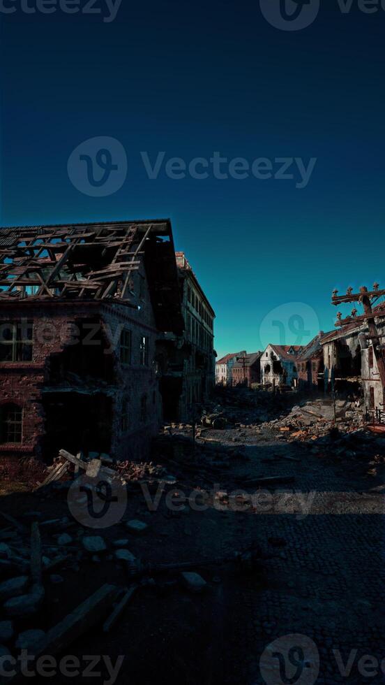Cluster of Buildings in Destroyed Small Town photo