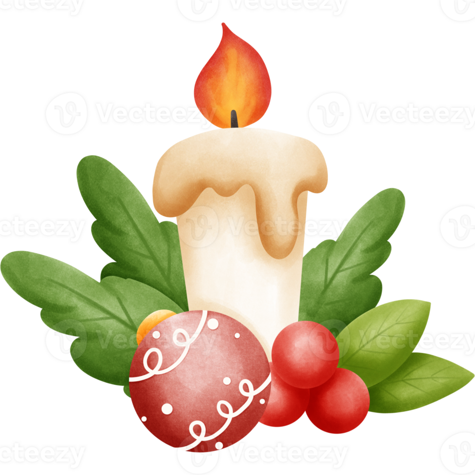 Hand drawn Christmas candle png