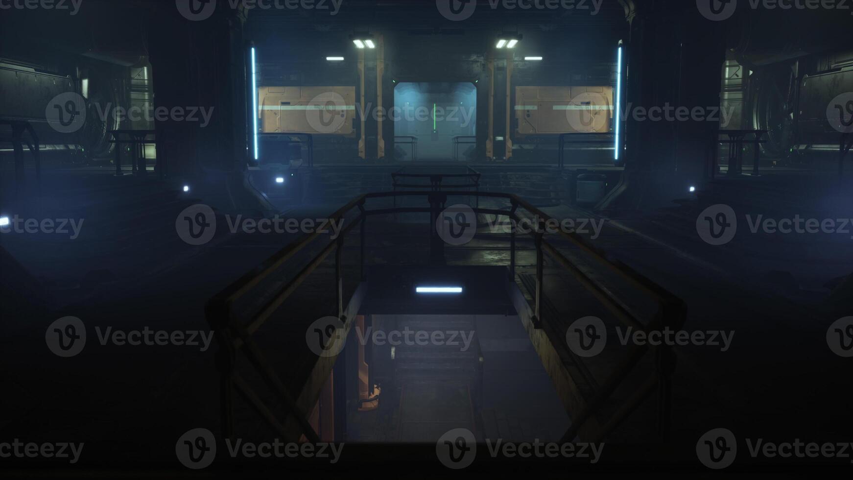 Empty corridor with reflective wall photo