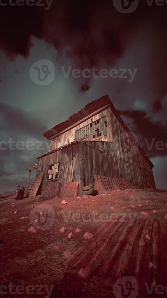 Barn Standing in Field Under Cloudy Sky photo