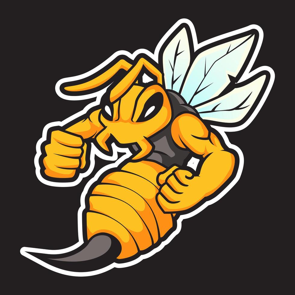 angry bee mascot logo template vector