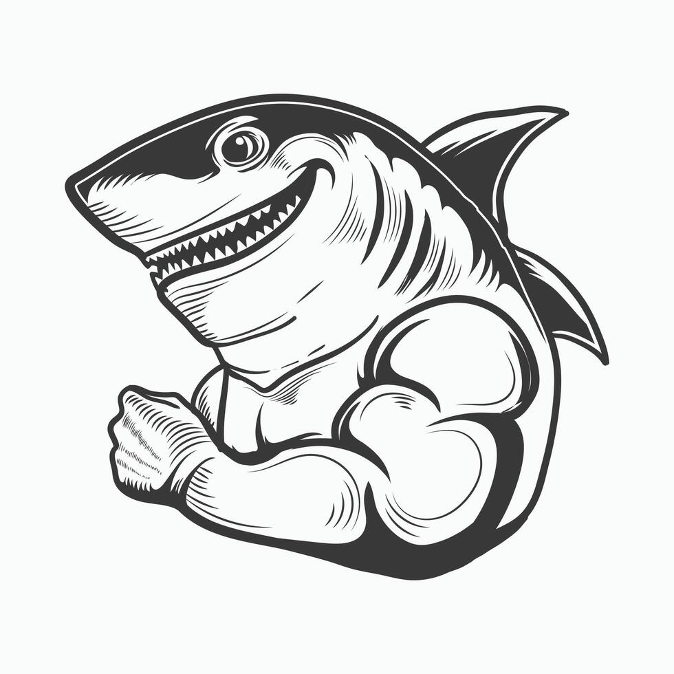 shark head strong hand holding something design vector