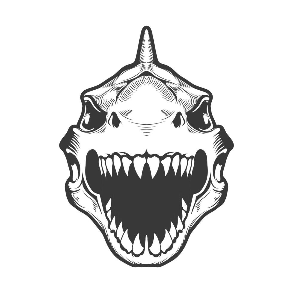 Shark head skeleton front view design vector