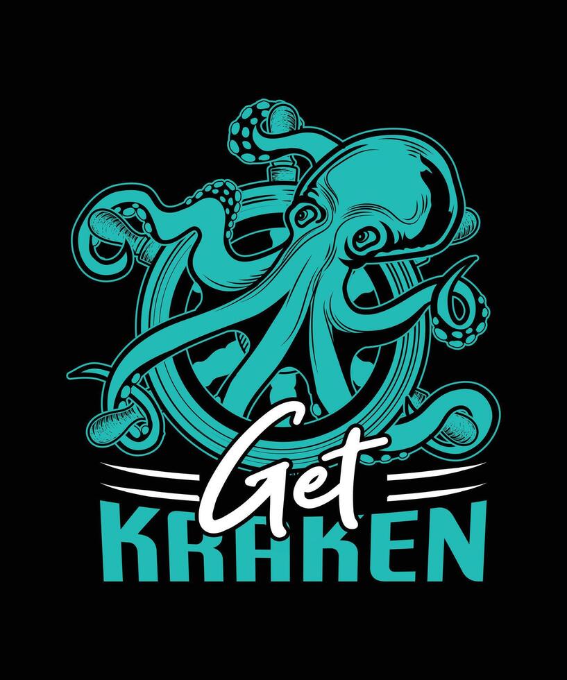 get kraken octopus t-shirt design vector