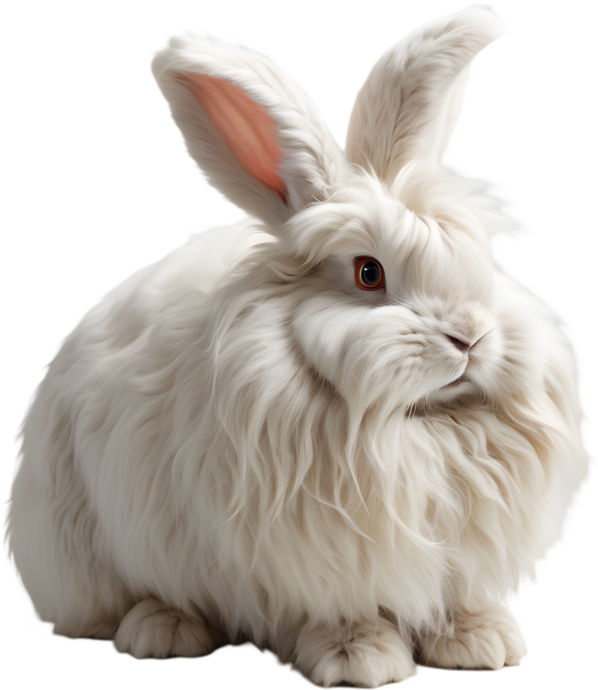 Adorable fluffy bunnies with long ears. AI-generated. png